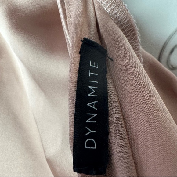 Dynamite crop top tie up ribbon π bow back shiny luxe silky rose gold puff cuff - Picture 5 of 10